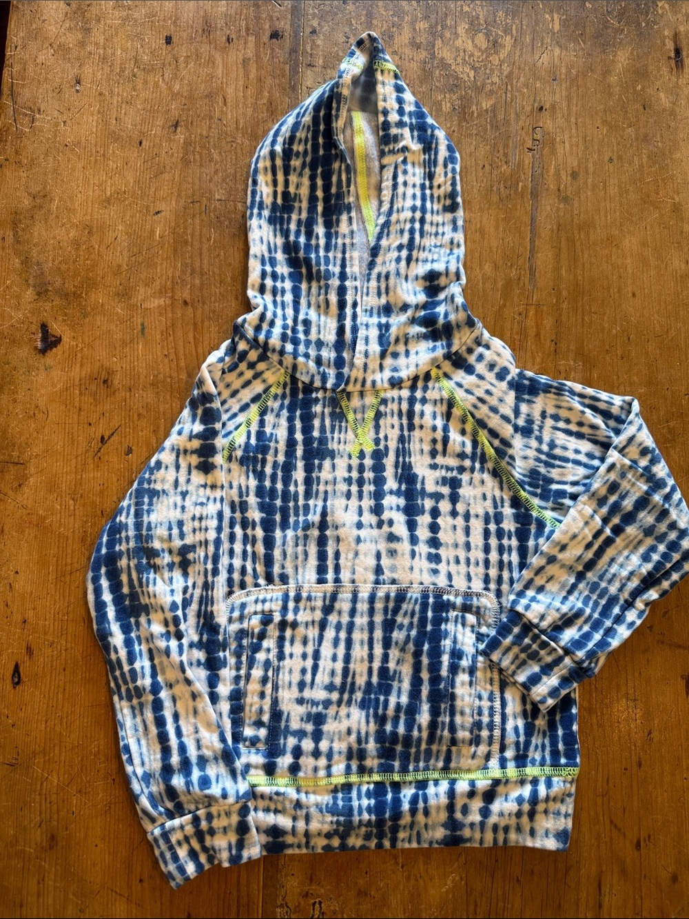 Kids Blue & White Tie-Dye Hooded Pullover sweatshirt